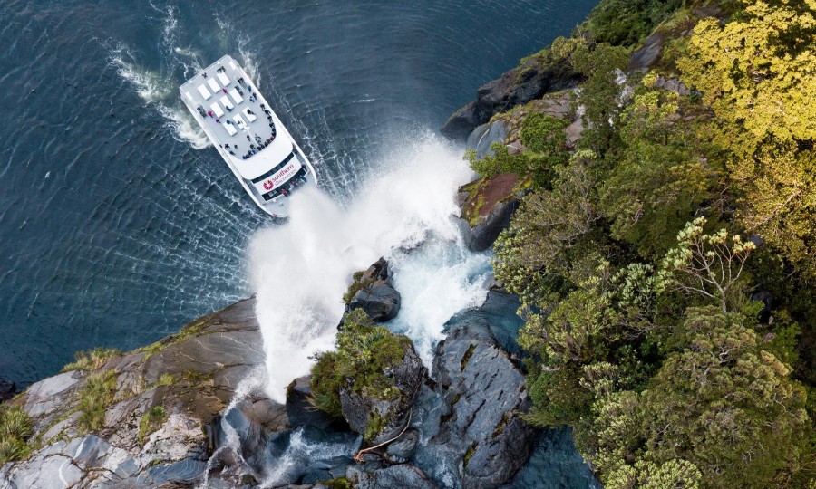 Milford Sound Nature Cruise under Stirling Falls