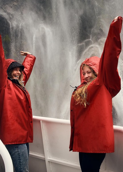 Enjoy waterfalls on Mlford Sound Encounter Nature Cruise