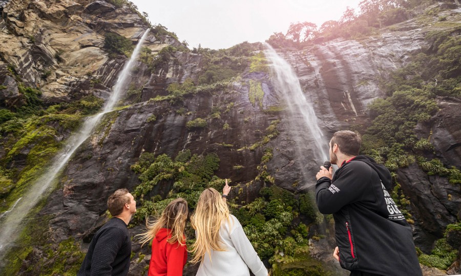 Our nature guide providing entertaining commentary on our Milford Sound Nature Cruise