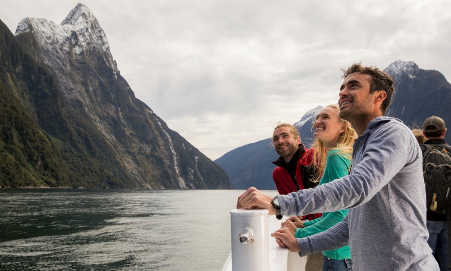 Snow capped Mitre Peak in milford Sound